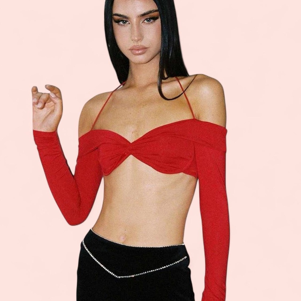 Princess Polly Red Long Sleeve Crop Top